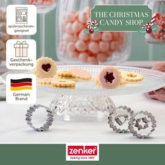 Zenker Ausstecher-Set Linzer Herz und Stern aus Edelstahl – Perfekt für Weihnachtskekse, 3-teilig, inkl. Geschenkverpackung, spülmaschinengeeignet und rostfrei – The Christmas Candy Shop