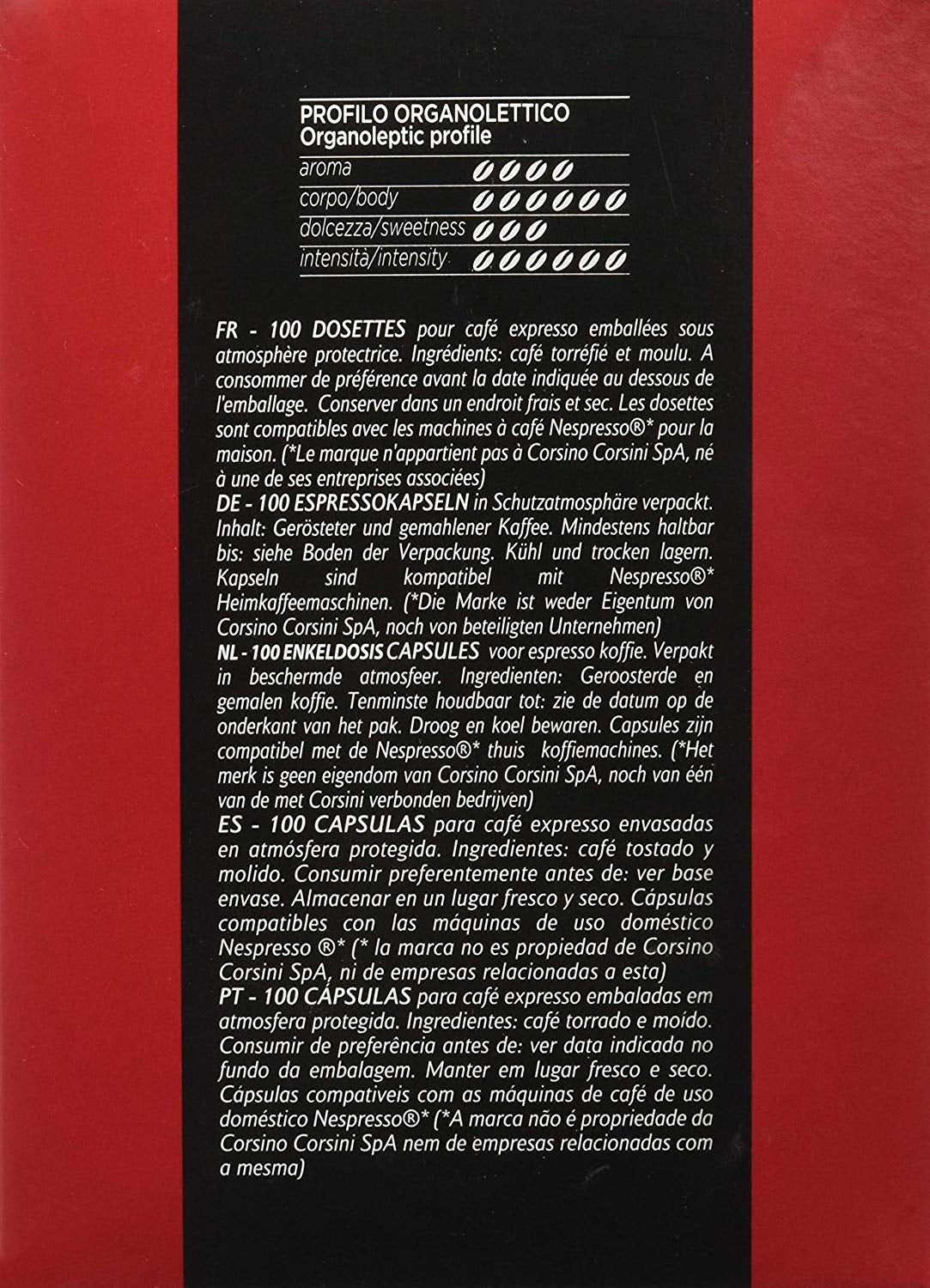 Caffè Corsini - Classico Italiano, Miscela Di Caffè In Capsule Compatibili Nespresso, Gusto Forte E Deciso - Confezione Da 100 Capsule