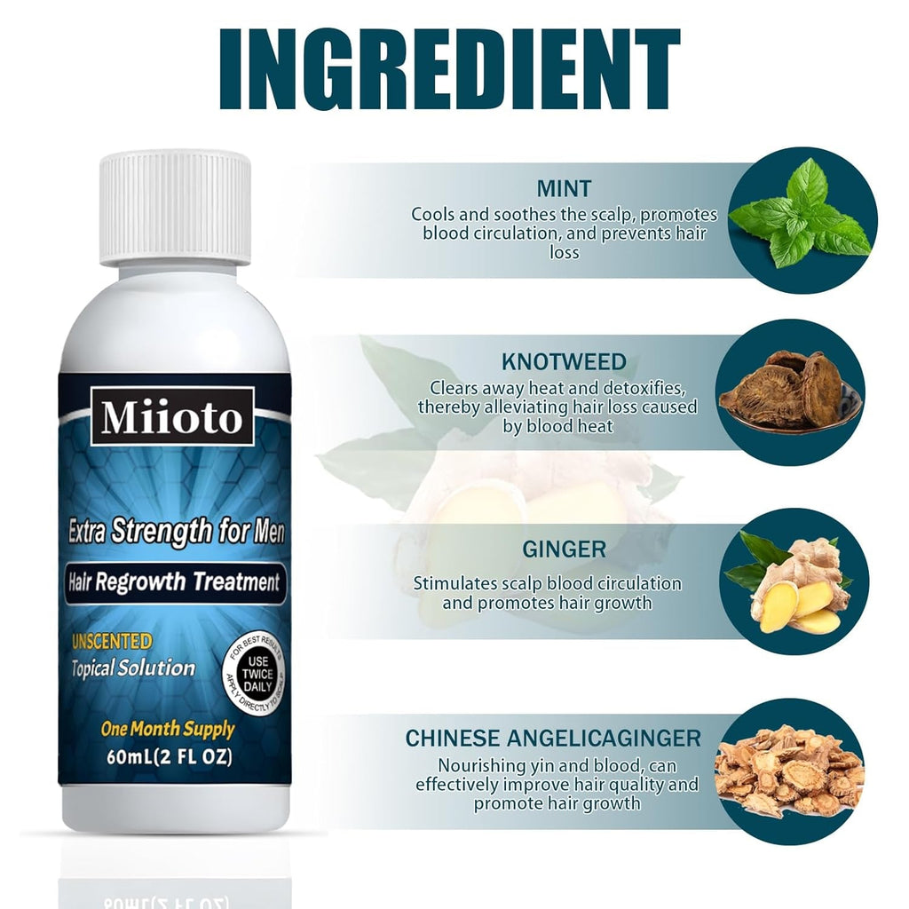 Miioto Hair Growth Serum, 180 ML Produs de creștere a părului pentru bărbați, ser de păr pentru creșterea părului, îngrijirea scalpului Promovează părul mai gros Hrănește scalpul și previne căderea părului Ingrijirea parului Naty Shop