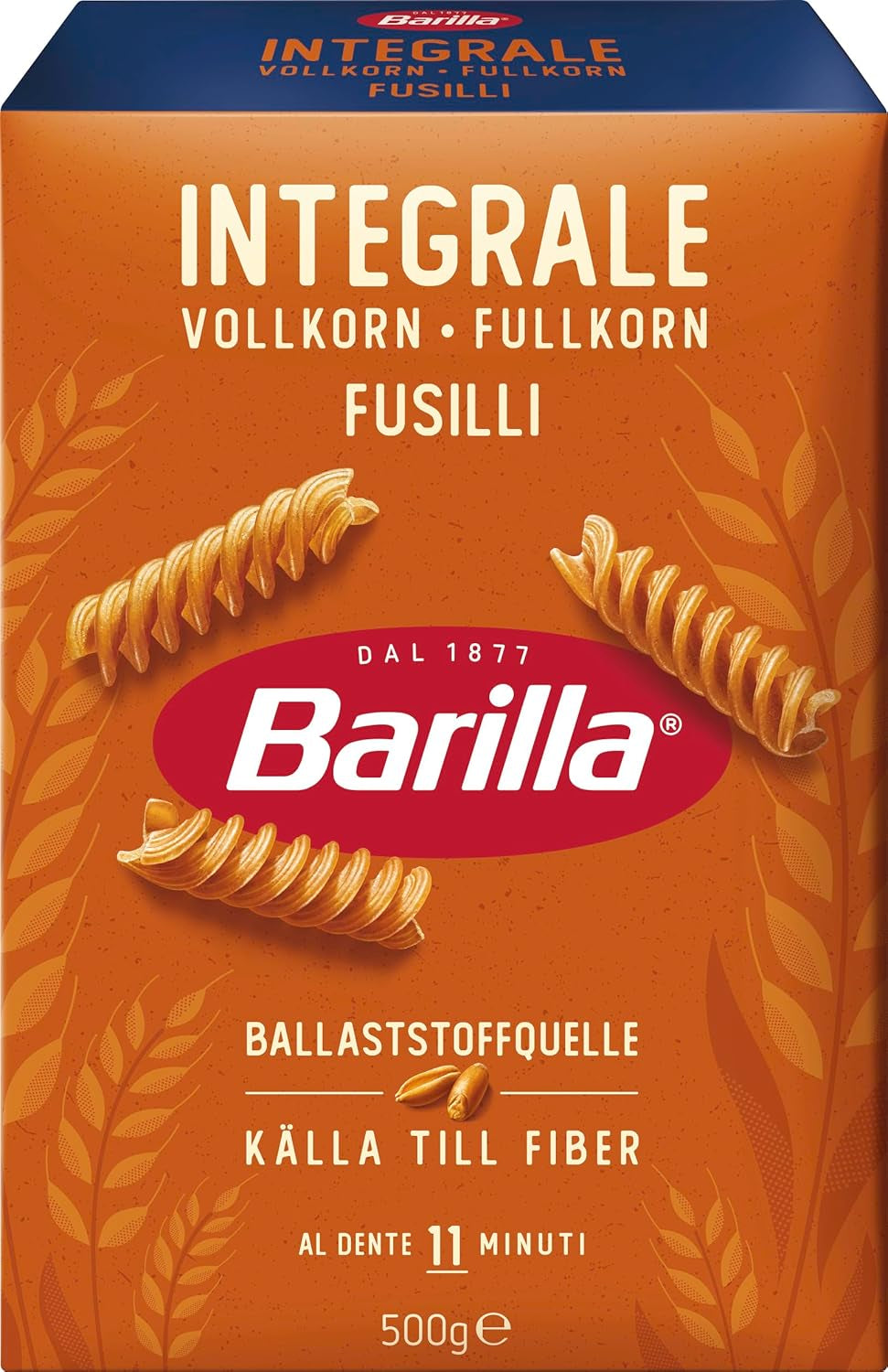 Barilla Pasta Integrale Fusilli – Semolina pasta with natural fibers, 500 g