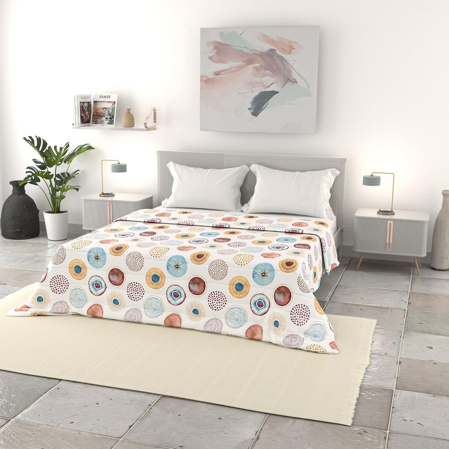Italian bed linen basic summer quilt, printed microfibre, 250X240Cm, circle Duvets and quilts Naty Shop Circle 250X240Cm