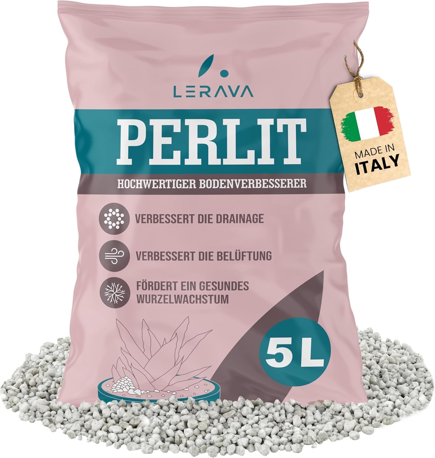 LERAVA® Perlite for Plants (5L) – Coarse-grained perlite for soil improvement – ​​Ensures optimal drainage and aeration – Natural soil and hydroponics additive – Granules for plants