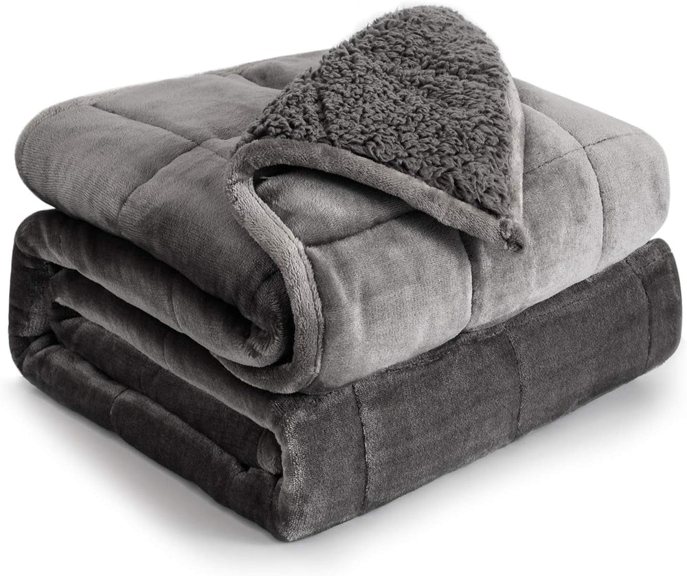 Cottonblue Weighted Blanket 6.8kg Queen Size Flannel Shaggy Sherpa Weighted Blanket for Adults Comfortable Weighted Blankets for Soothing and Relaxing Heavy Comforters 152.4 X 203.2 Naty Shop Gray 60 X 80 15 Lb Quilts & Quilts