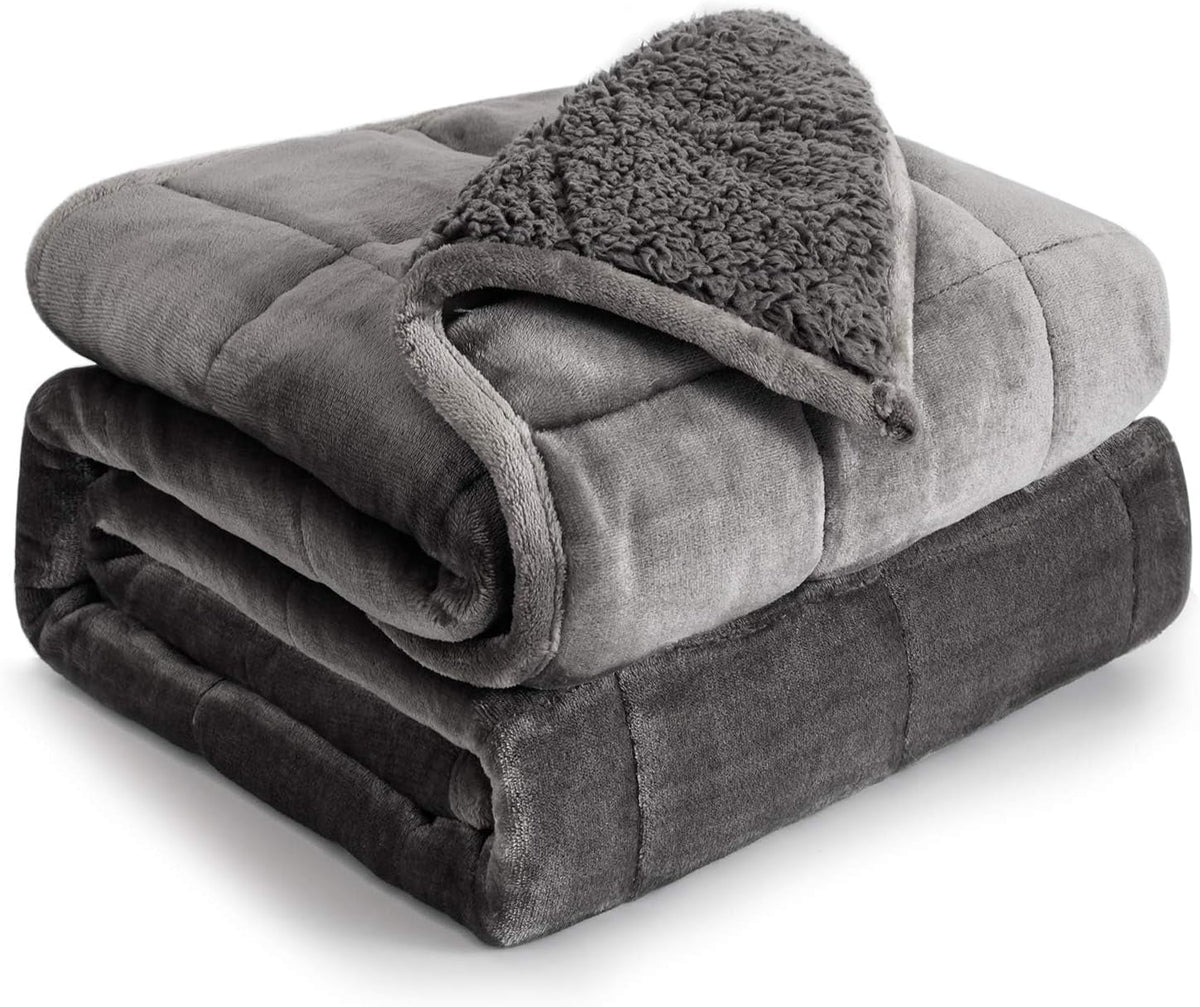 Cottonblue Weighted Blanket 6.8kg Queen Size Flannel Shaggy Sherpa Weighted Blanket for Adults Comfortable Weighted Blankets for Soothing and Relaxing Heavy Comforters 152.4 X 203.2 Naty Shop Gray 60 X 80 15 Lb Quilts & Quilts