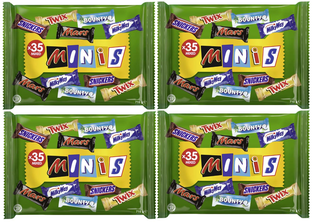 Mini Mixed Chocolate Bulk Pack, Chocolate, 35 Mini Chocolate Snacks (Mars, Snickers, Bounty, Twix, Milky Way) as Sweets, Chocolate Gift, Candy Box (710g)