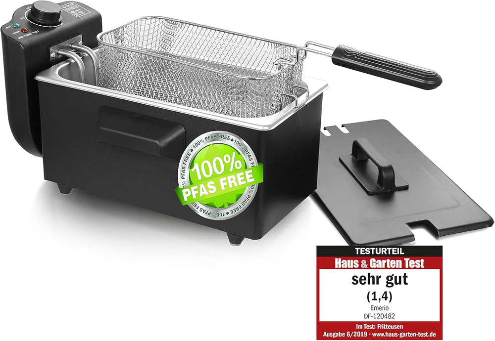 Emerio Oil Fryer 3.0L with Cold Zone Technology, 2000 W Home Appliances Naty Shop Black