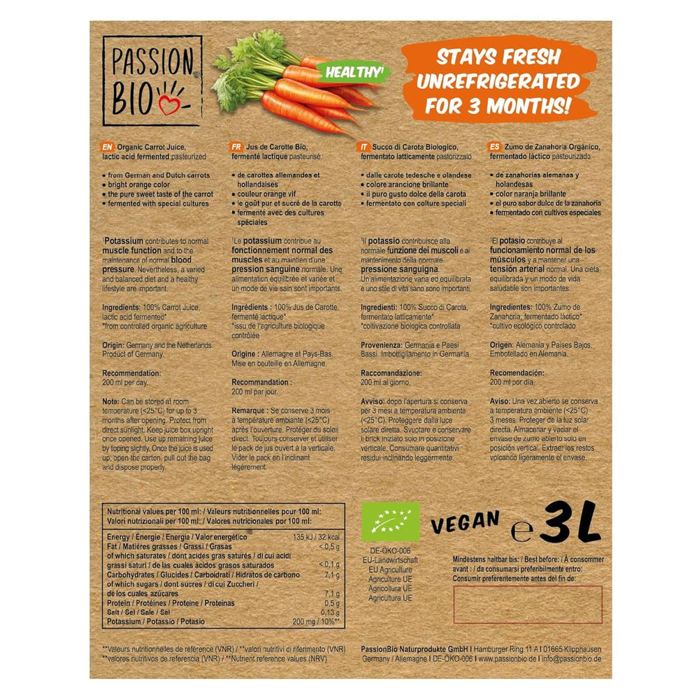 Organic carrot juice - Made from German and Dutch carrots, 3 liters Non-alcoholic drinks Naty Shop