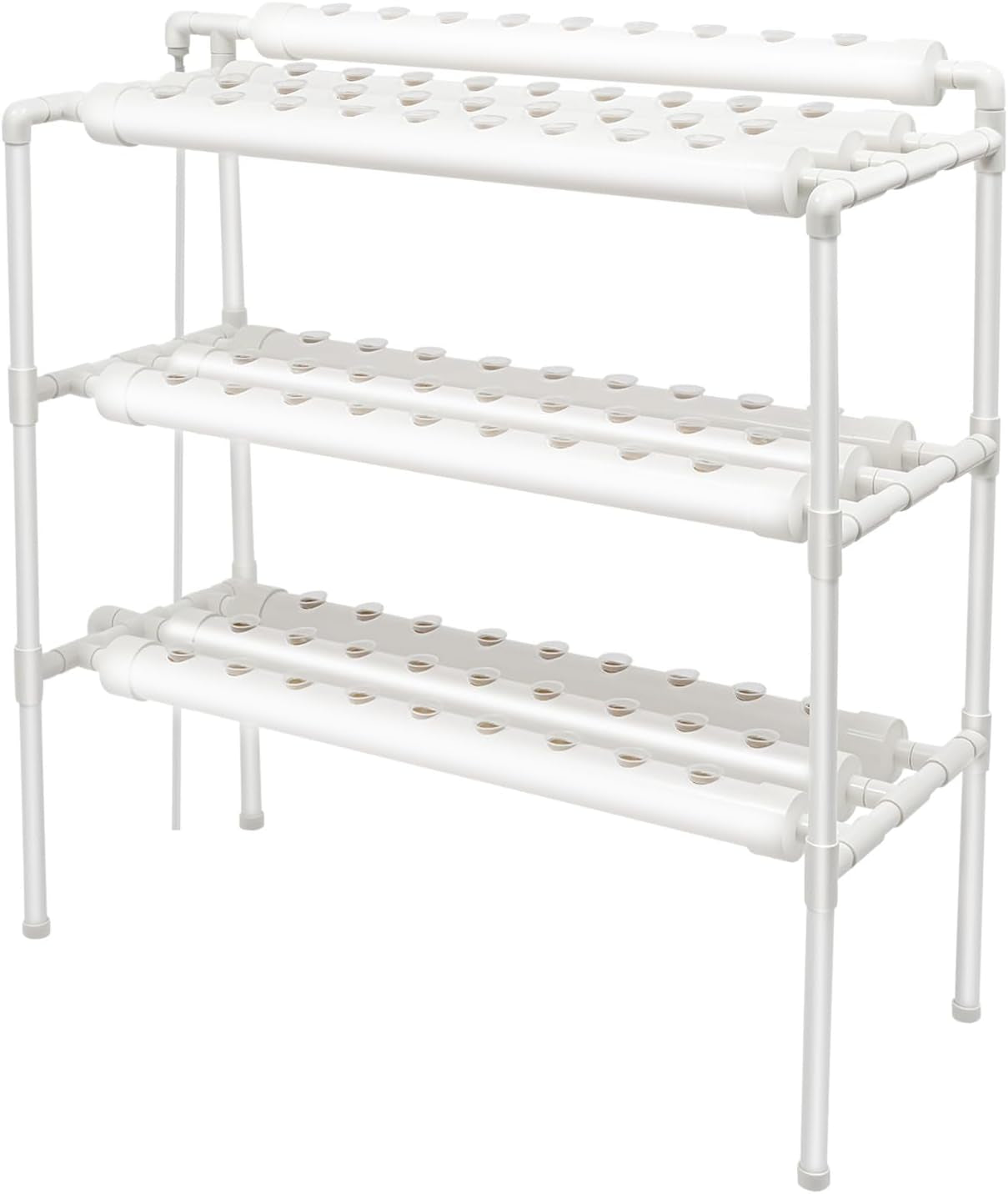 3-Layer Hydroponic Grow Kit with 90/108 Planting Positions and Water Pump, PVC Soilless Plant Growing Systems, Hydroponic Growing Kits for Vegetables and Fruits (108 Planting Positions)