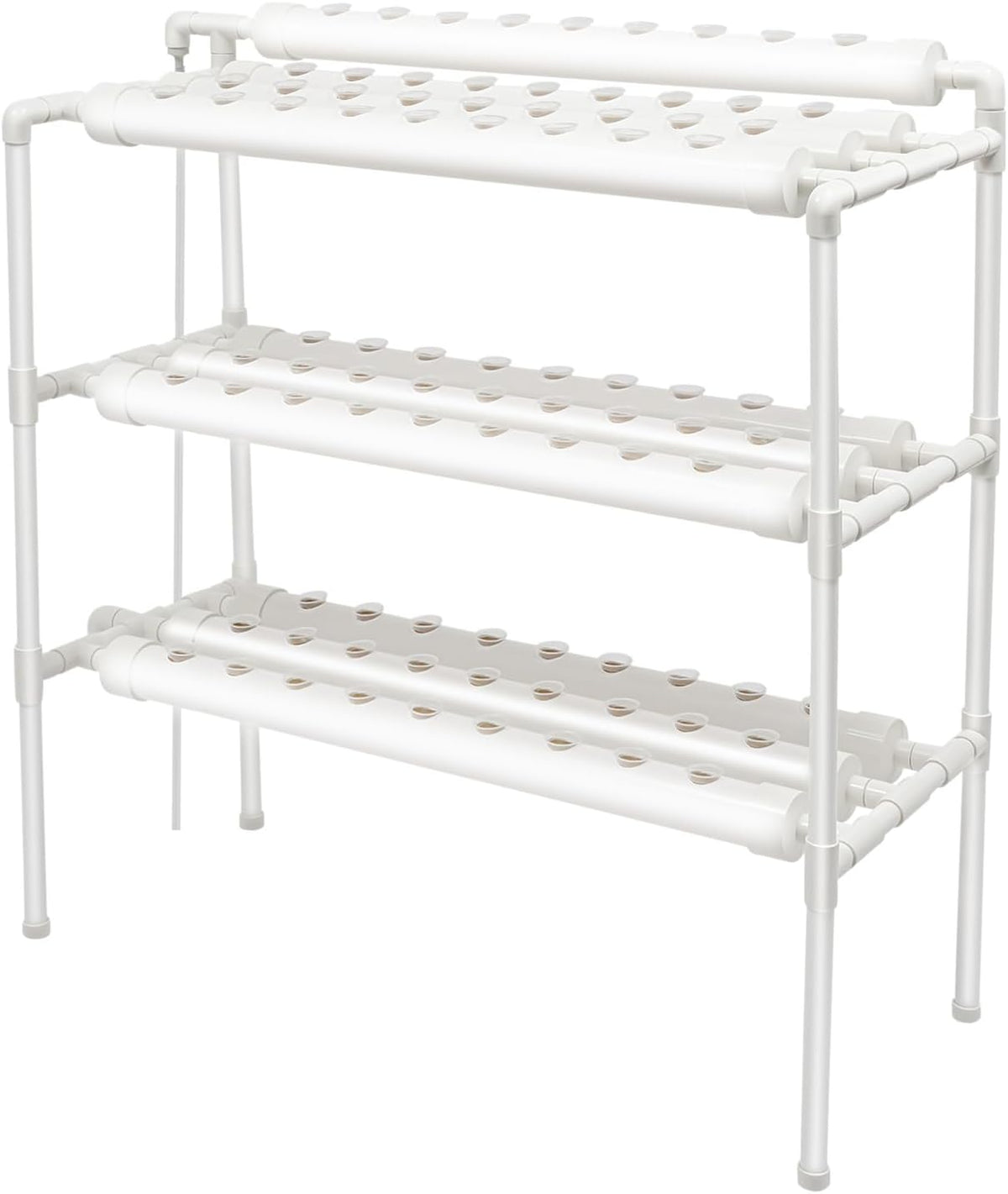 3-Layer Hydroponic Grow Kit with 90/108 Planting Positions and Water Pump, PVC Soilless Plant Growing Systems, Hydroponic Growing Kits for Vegetables and Fruits (108 Planting Positions)