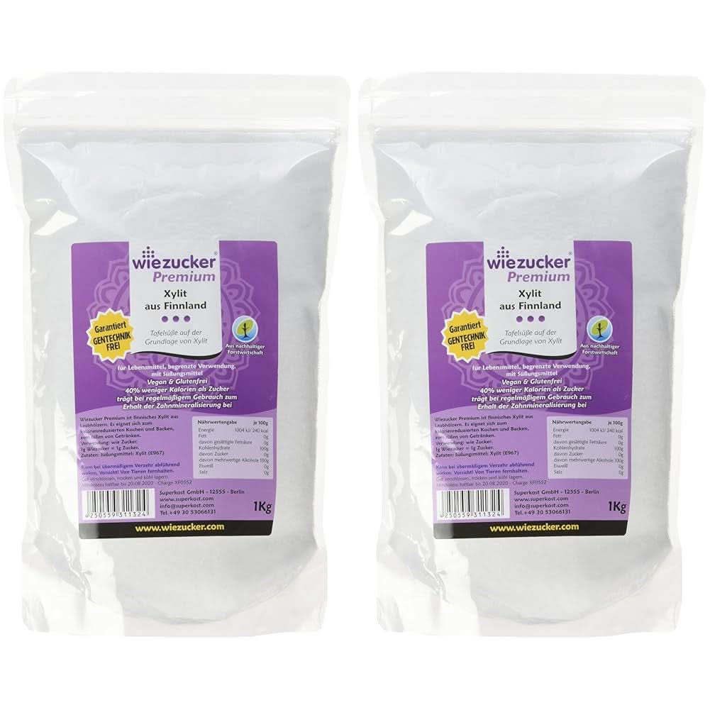 Original birch sugar from Finland, 1 Kg Sweeteners Naty Shop 2 x 1 Kg Single