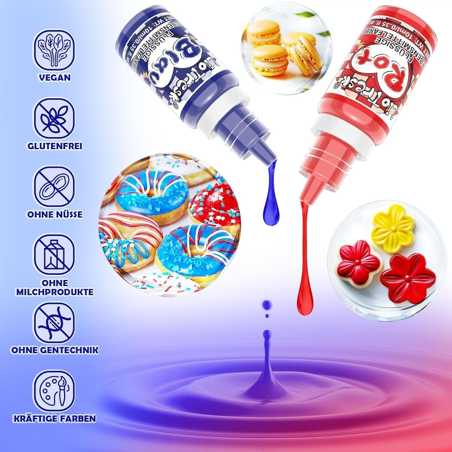 Set 10 coloranti alimentari, lichizi, 10 x 10 ml Naty Shop