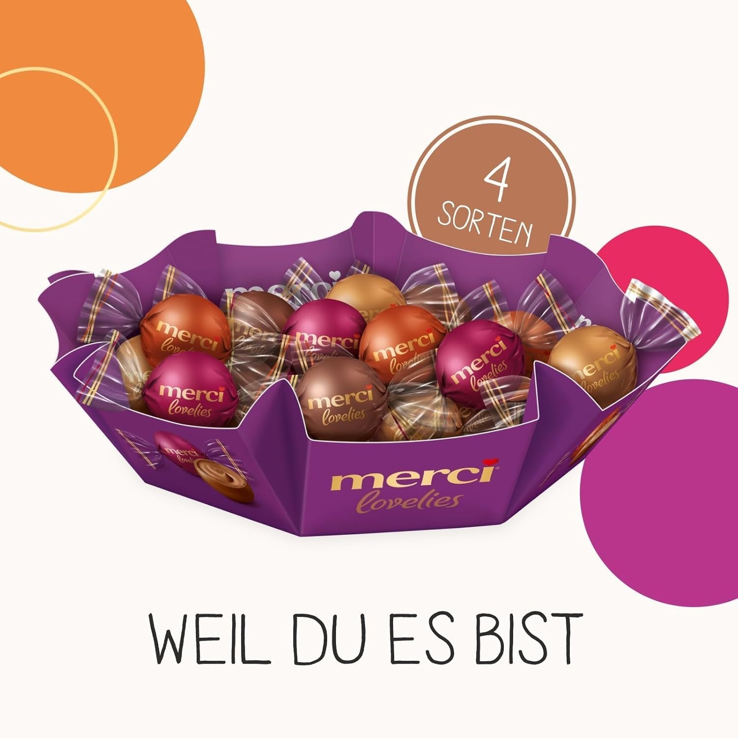 Merci Lovelies Creamy – 185 grams – Praline mix with Naty Shop filled chocolate specialties