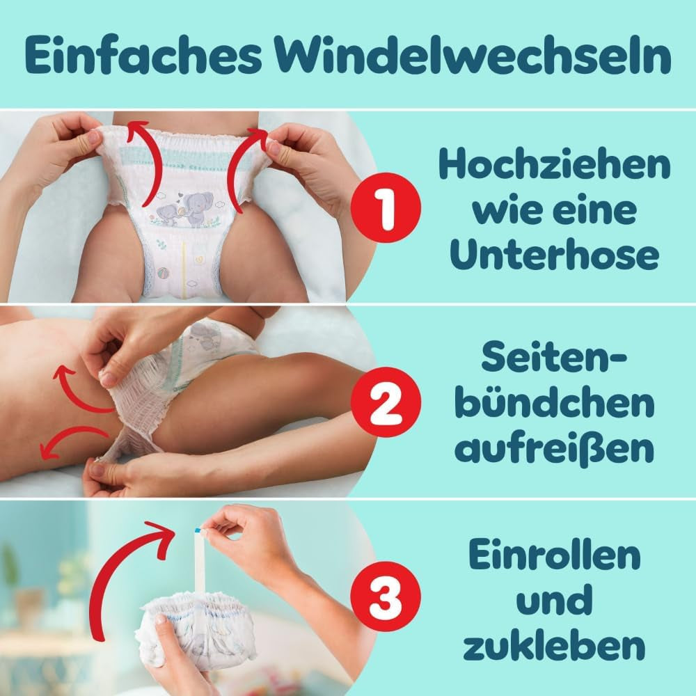 Pampers Premium Protection Pants mărimea 5, 144 scutece, 11 kg - 17 kg, cu ajustare la 360° și manșete moi anti-scurgere pentru confort și protecție optime