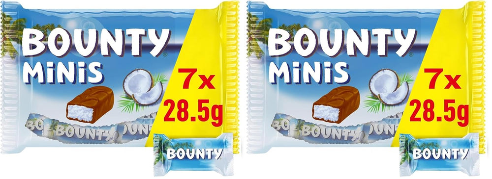 Bounty Minis Chocolate Bulk Pack, Fine Coconut Mini Chocolate Bars, 227g, Chocolate Gift Idea, Chocolate Bulk Pack