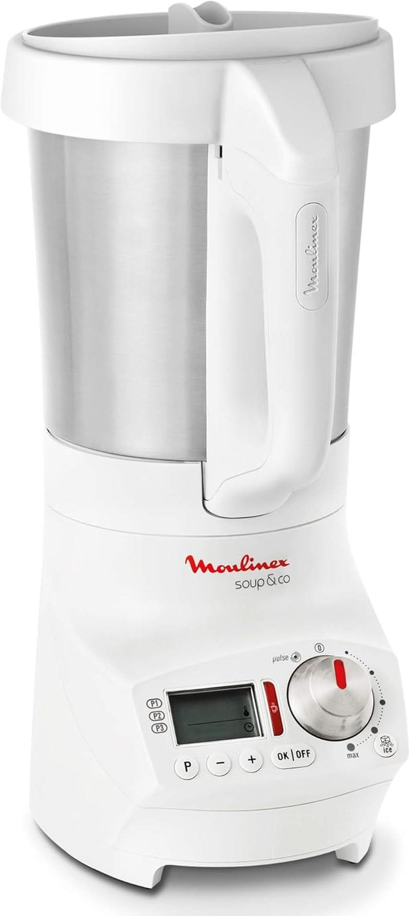 Soup&Plus LM924500 Standmixer, 1100 W, Schüssel 2 L, Edelstahlklingen, 3 Automatische Programme, Manueller Modus, Perfektes Mixen, Suppen, Smoothies, Eussies, Made in France, Soup&Plus Mama si Copilul Naty Shop Weiß - 1.8L Standard