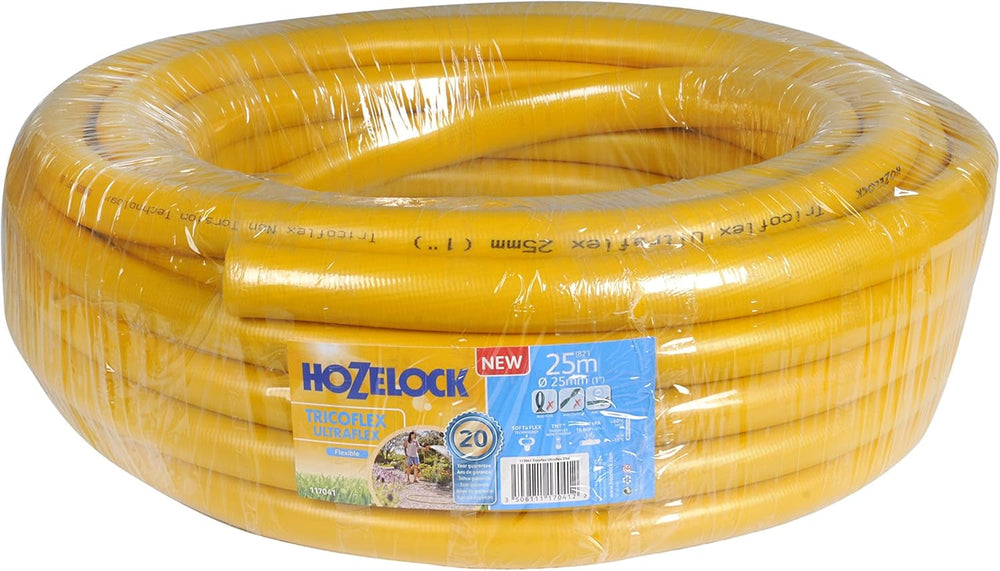 HOZELOCK - Furtun Tricoflex Ultraflex Ø 12,5 mm (1/2") 20 M: Furtun flexibil de grădină, rezistent la intemperii, la răsucire și îndoire, fabricat din 40% PVC reciclat [117002], galben