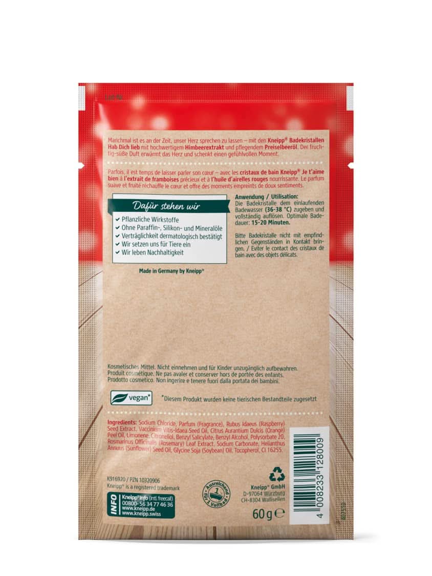 Kneipp, bath salt, raspberry and cranberry, 60 grams Shower and bath Naty Shop