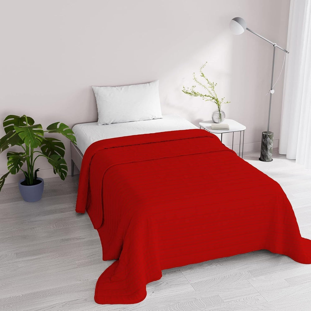 Summer quilt Satin Stripes, polyester, cream, 260X250 Cm Quilts and quilts Naty Shop Red 170X250 Cm