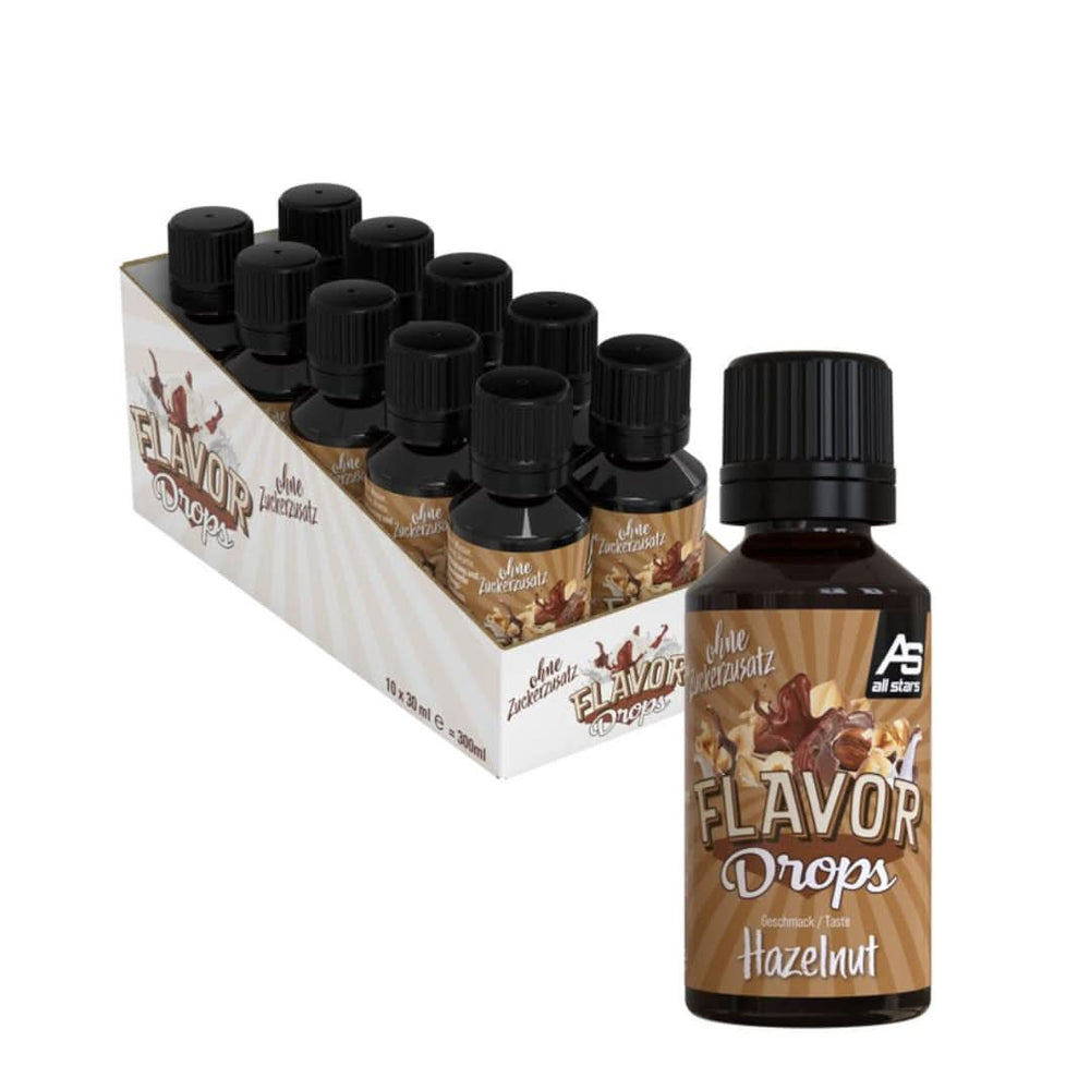 ALL STARS Flavor Drops, Flavored drops without added sugar and without calories - Sweetness and flavor for food, 30 ml Sweeteners Naty Shop Nuts 10 x 30 ml