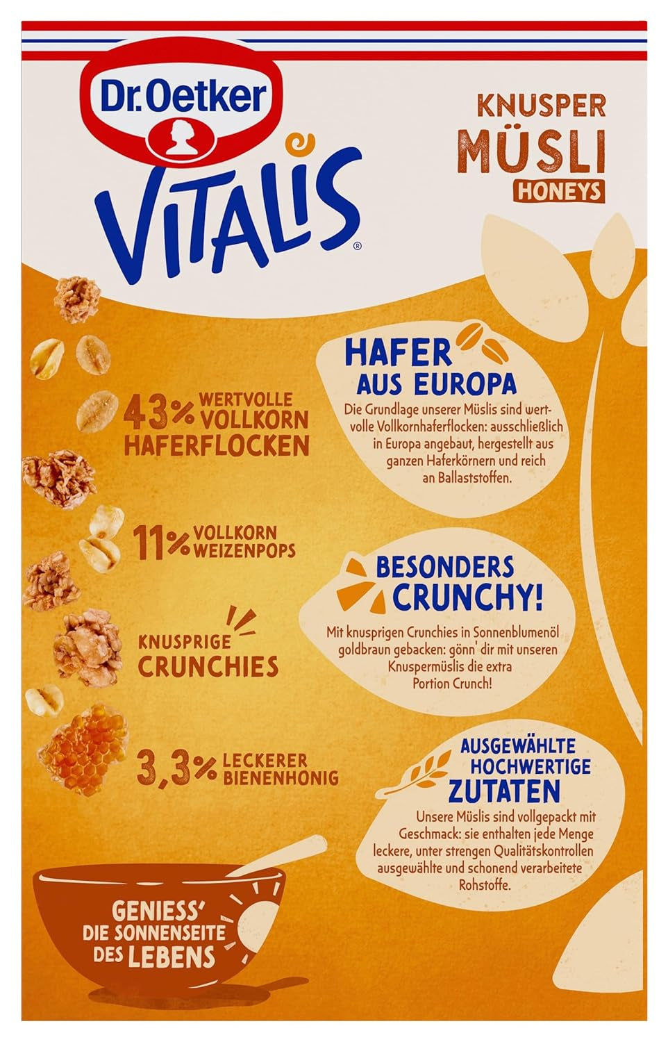 Dr. Oetker Vitalis Crunchy Honeys: Honey Crunchy Muesli for Breakfast and Snacks, 5 Pack (5 x 600g)
