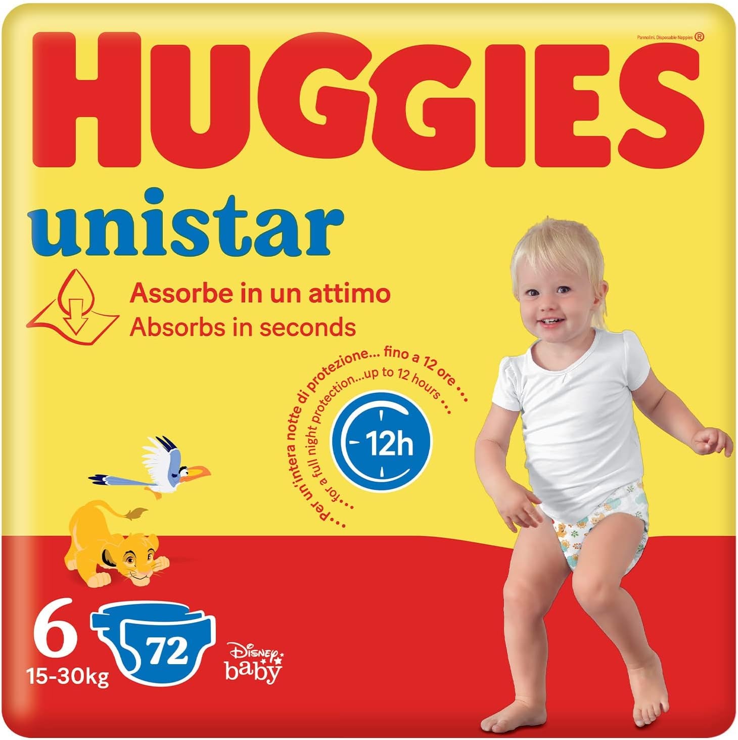 Huggies Unistar diapers, size 4 (7-14 kg), pack of 128 diapers (basic)