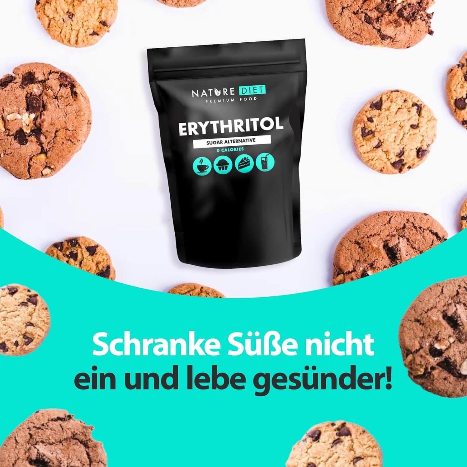 Nature Diet - Erythritol 2 X 1000 G | Natural sweetener | Zero calories | Sugar substitute Sweeteners Naty Shop