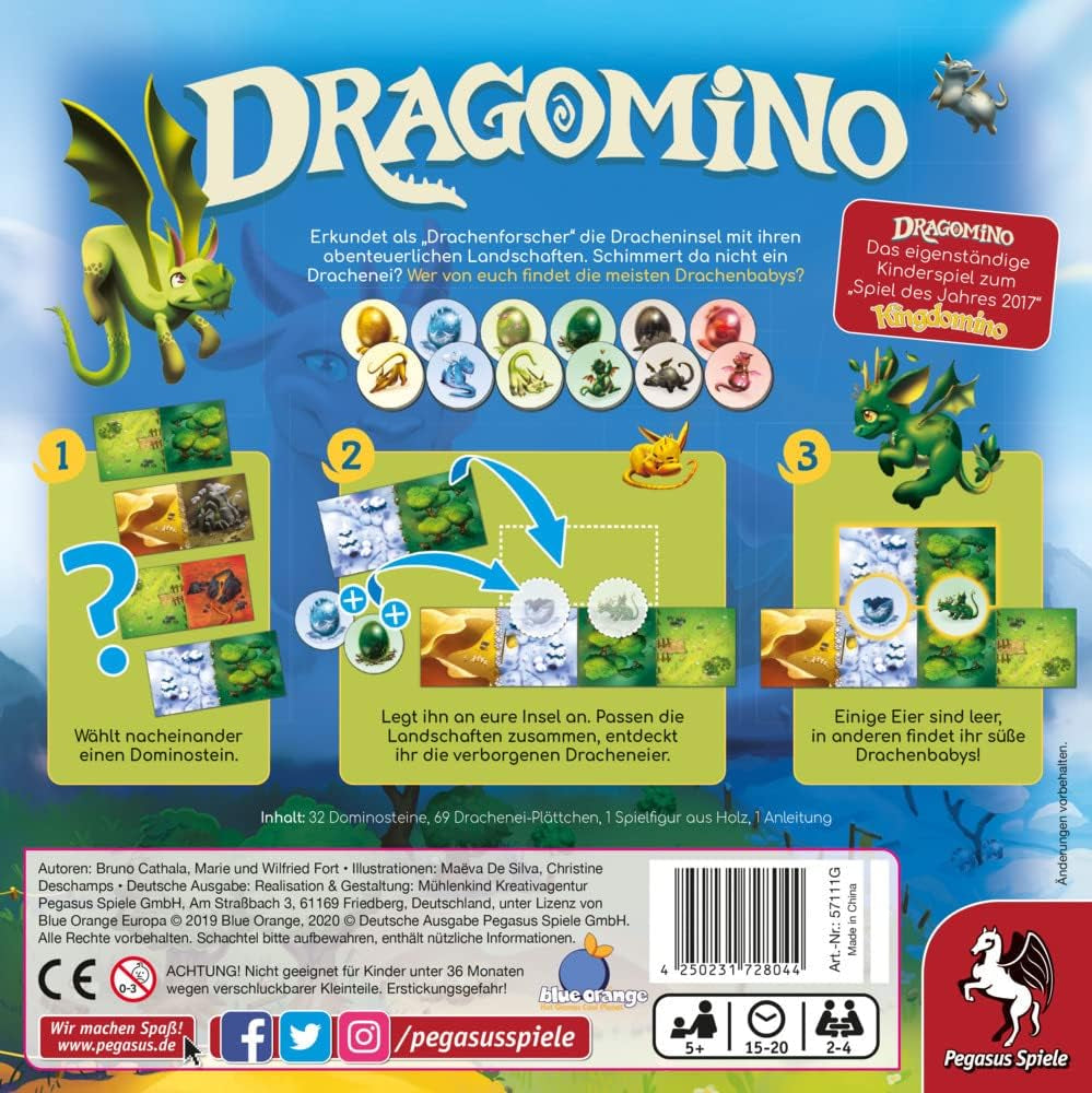 Pegasus Spiele 57111G - Dragomino *Children's game of the year 2021*, Multicolor