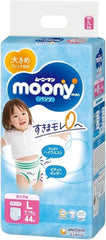 Japanese diapers Moony PL girls 9-14 kg. (44 pieces, size 3+)