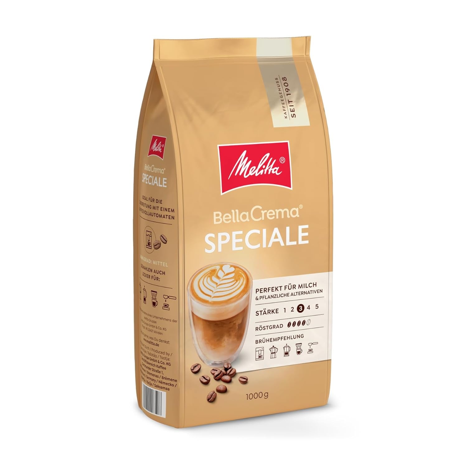 Melitta Bellacrema, boabe de cafea întregi Cafea Naty Shop 1 Kg Speciale