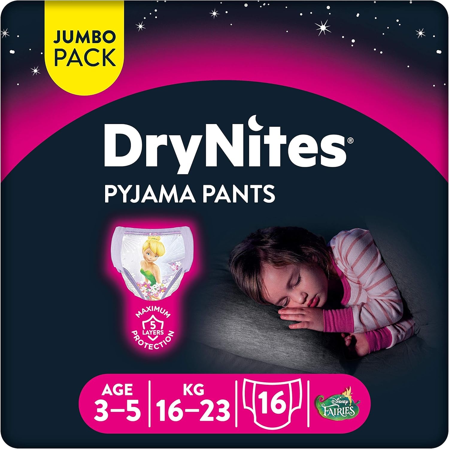 Huggies DryNites Nightwear for Girls, 3-5 years (16-23 kg), 2 x 16 pieces