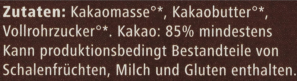 Bitter Grand Noir organic, 85%, 100g