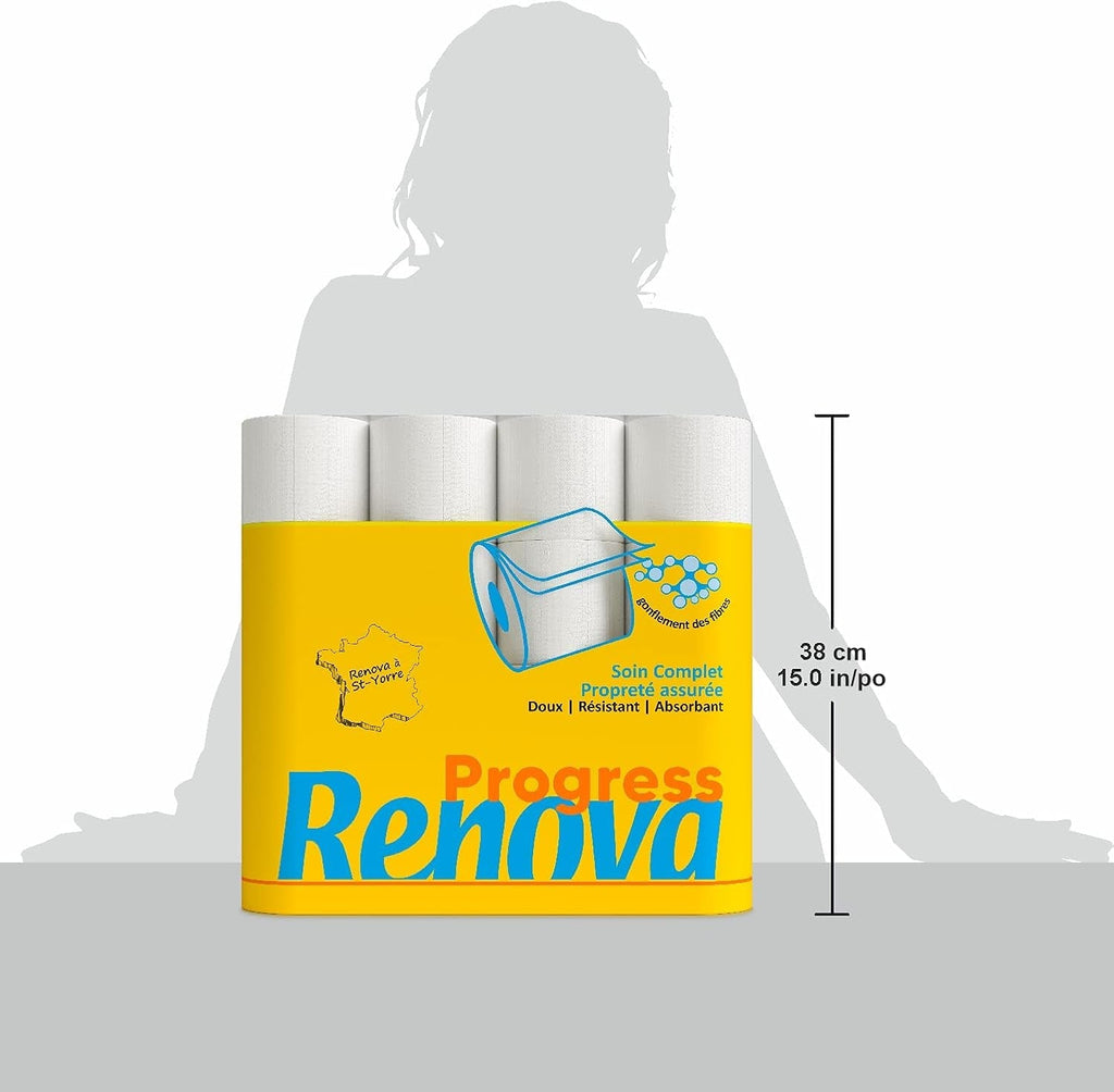 Hârtie igienică Renova Progress, 2 straturi, albă, 24 + 8