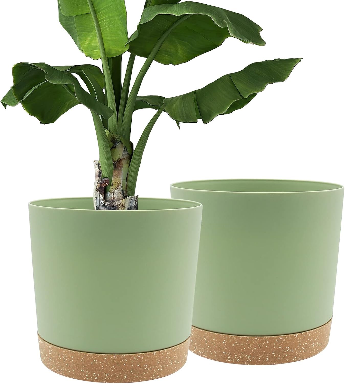 12.7cm Set of 2 Flower Pots, Indoor Plant Pots with Drainage Holes and Removable Base, Modern Decorative Saucers for Outdoor Garden Planters (White 12.7cm)