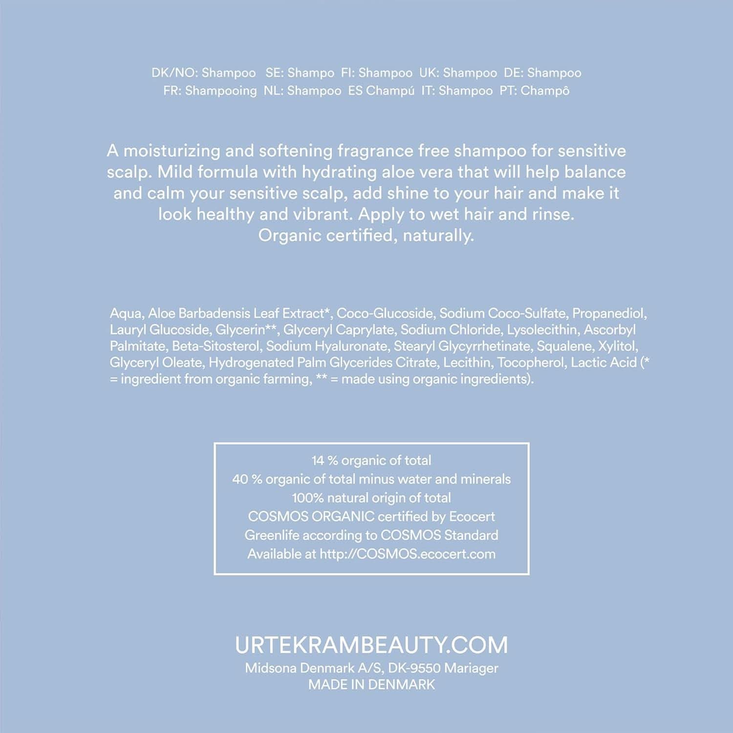 Urtekram Șampon - fără parfum, echilibrat, sensibil 500 ml Duș și baie Naty Shop