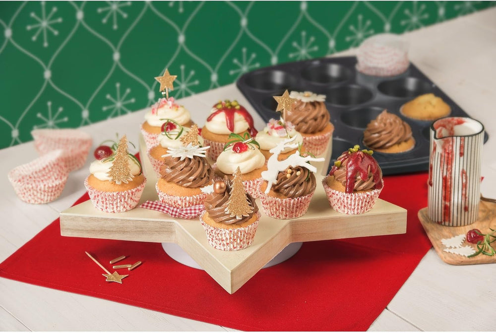 Original Kaiser Inspiration Muffinform-Set 2-Teilig, Muffinblech Mit Xmas Papierbackförmchen Für 12 Muffins, 38 X 27 Cm, Cupcake Form Antihaftbeschichte, Schwarz Molds and baking trays Naty Shop