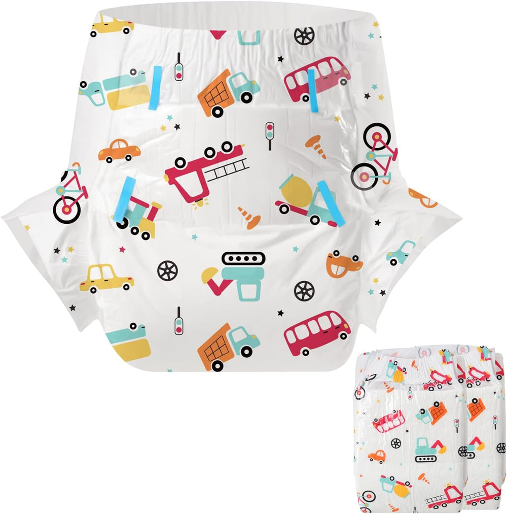 CutiePlusU Adult Diapers 2 Pack Disposable Incontinence Panties with Flaps for Women and Men Maximum Absorbency Overnight - Little Prince (Medium 71-96cm)