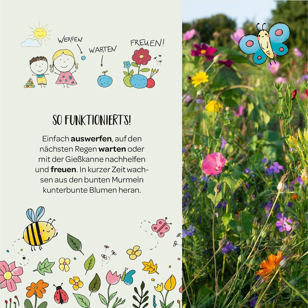 Die Stadtgärtner Blumenmurmeln Das Original I 25 Handgemachte & Kunterbunte Samenbomben Mit Über 20 Arten Von Blumen-Saatgut I Mitgebsel Kindergeburtstag I 100% Ökologisch & Min. 2 J. Haltbar