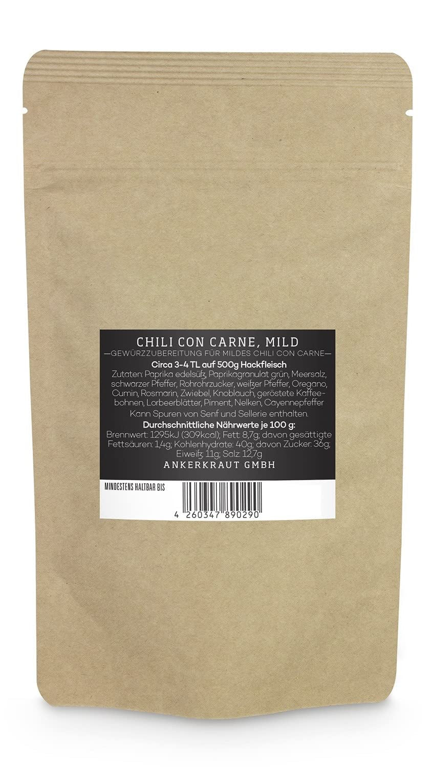 Ankerkraut Chili con Carne Gewürz, mild, 160g in a bag