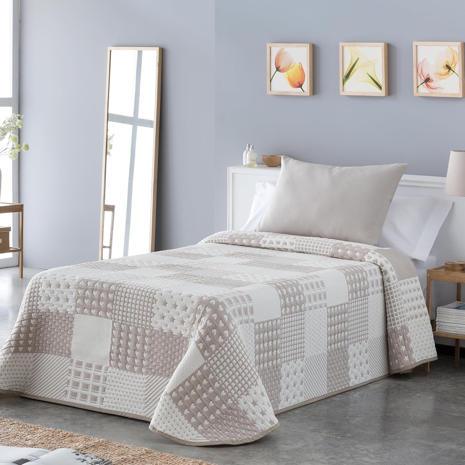 Sofia 21 light bedspread For double beds with 180 and 200 cm, Bedspread For beds with 180 and 200 cm, Gray Beds and Blankets Besuche den VIALMAN-Store Beige Cama 180: 270Cm X 270Cm