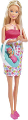 Simba 105733480 - Steffi Love Baby Backpack, păpușă gravidă cu bebeluș și sunete grozave, accesorii pentru bebeluși și suport pentru bebeluși, roz Papusi Naty Shop Singur