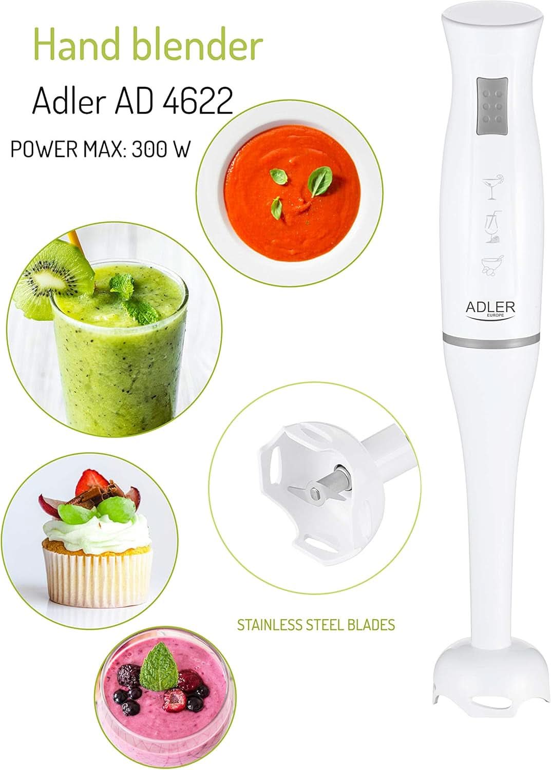 Adler AD4622 Mixer, plastic, white Kitchen Naty Shop