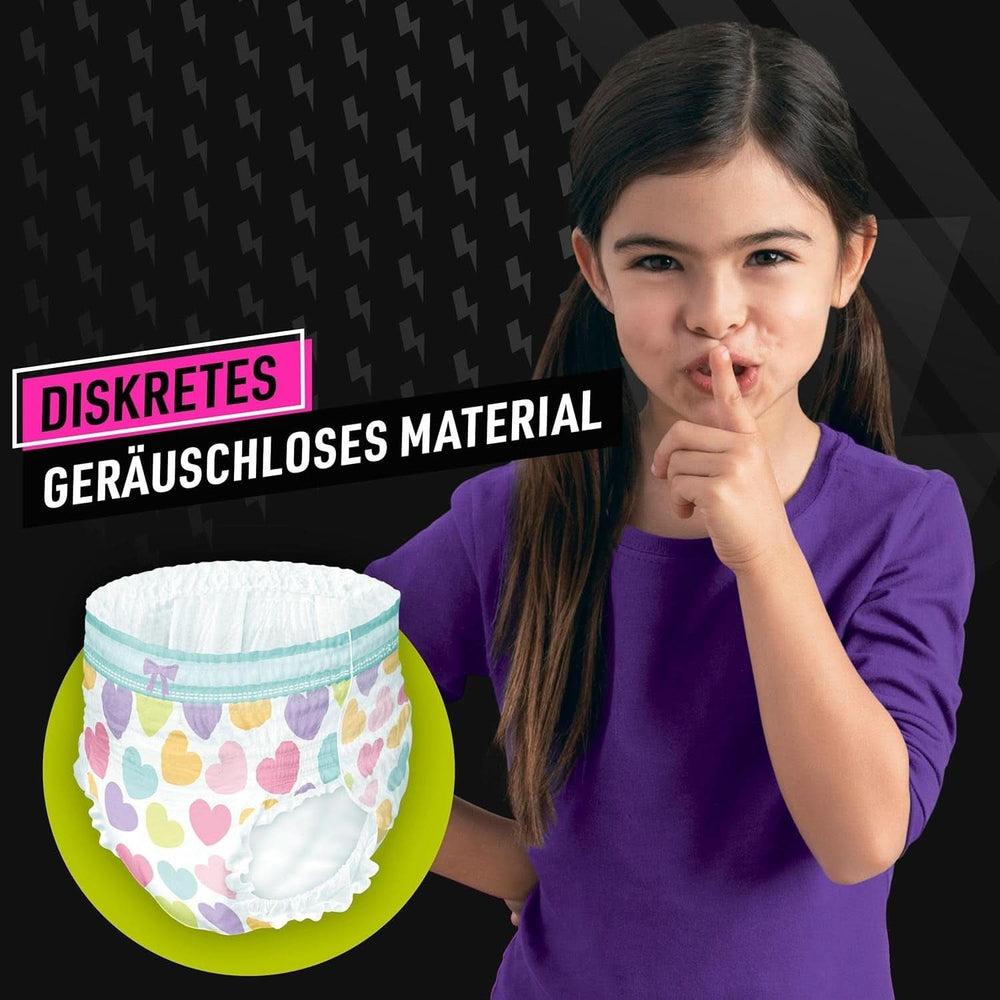 Hearts Pajama Pants, 10 Absorbent Night Pants, 7 Years, 17Kg-30Kg Mother and Child Naty Shop