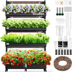 Large Hydroponic Grow System Kit 120 Capsules Vertical Hydroponic Garden with 2 Lighting Modes Grow Light Automatic Water Circulation System 48L Indoor Herb Gardening System