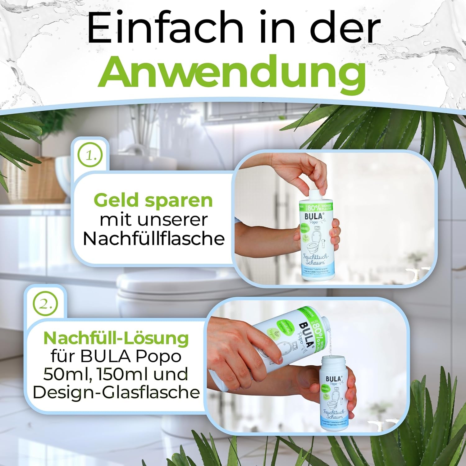BULA® Popo Refill Bottle (750ml) JUST TO REFILL our 150ml and 50ml bottles! | Replaces up to 1,000 wipes! | With ingredients of natural origin