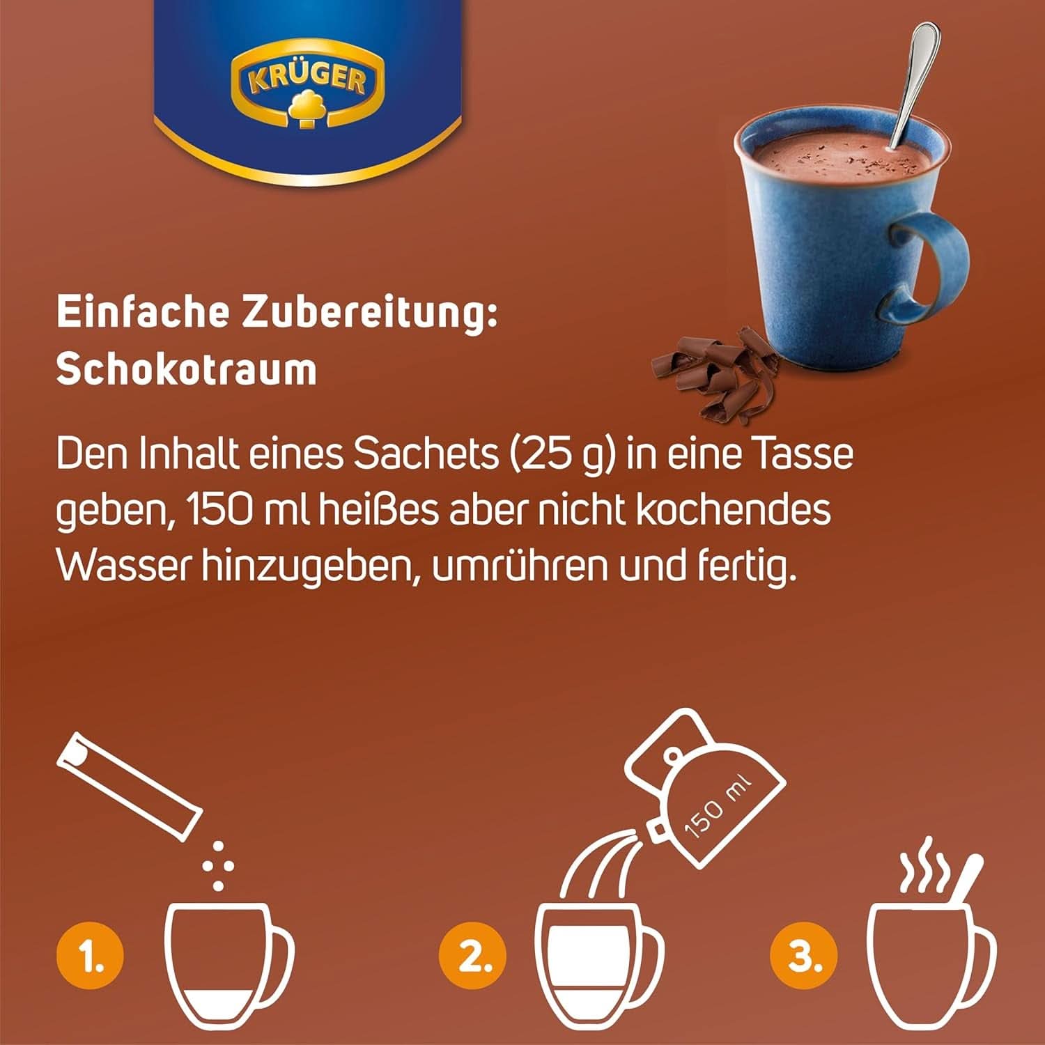 KRÜGER Family, Cocoa powder for hot chocolate, 8 boxes x 10 sachets, 8 x 250 grams Cocoa and Hot Chocolate Naty Shop