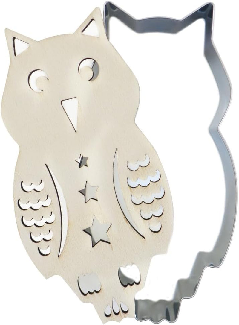 ScrapCooking 2103 Formă de tăiat biscuiți și embosator din lemn cu formă de bufniță – Formă de tăiat biscuiți în relief din oțel inoxidabil – Accesorii de copt sablate – Witch, Witch – 2103