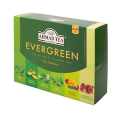 Ahmad Tea Evergreen – Sortiment de 6 ceaiuri verzi – mentă, lămâie, mango-lychee, zmeură-rodie, iasomie și ceai verde – 60 pliculețe de ceai ambalate individual, cu aromă sigilată