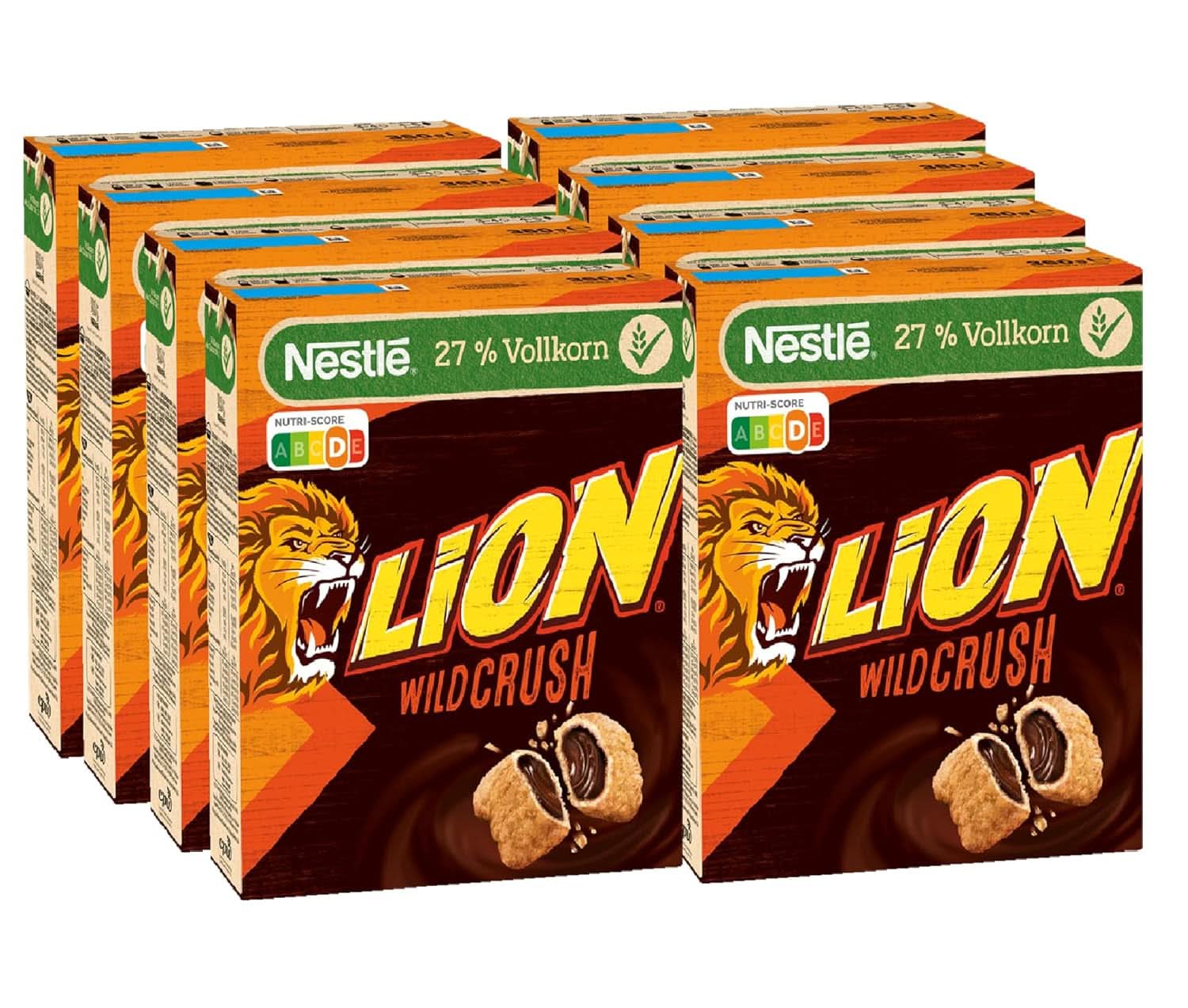 Cereale LION Wildcrush, ciocolată și caramel Cereale pentru micul dejun, pachet de 8 x 360 grame Naty Shop Default Title