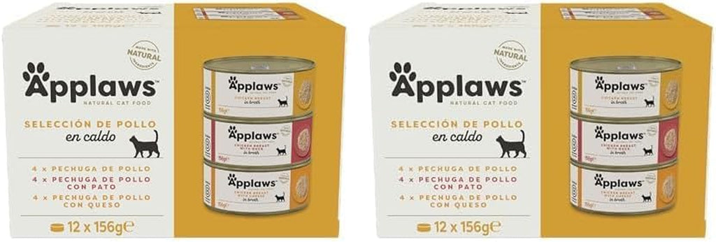 Applaws 100% Natural Premium Hrană umedă pentru pisici, Chicken Choice Multipack în bulion - pachet de 12 cutii de X 156G (pachet de 2)
