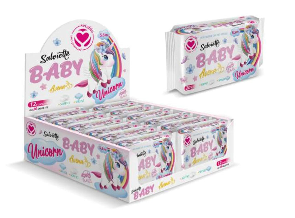 20 Pcs Oats Unicorn Pattern Baby Wet Wipes As Pictured